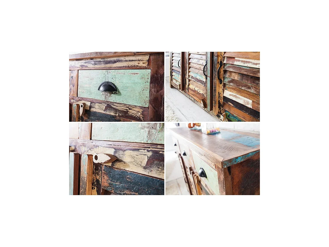 Buffet PATCHWOOD 125 cm in legno riciclato multicolore – 3 porte, 3 cassetti