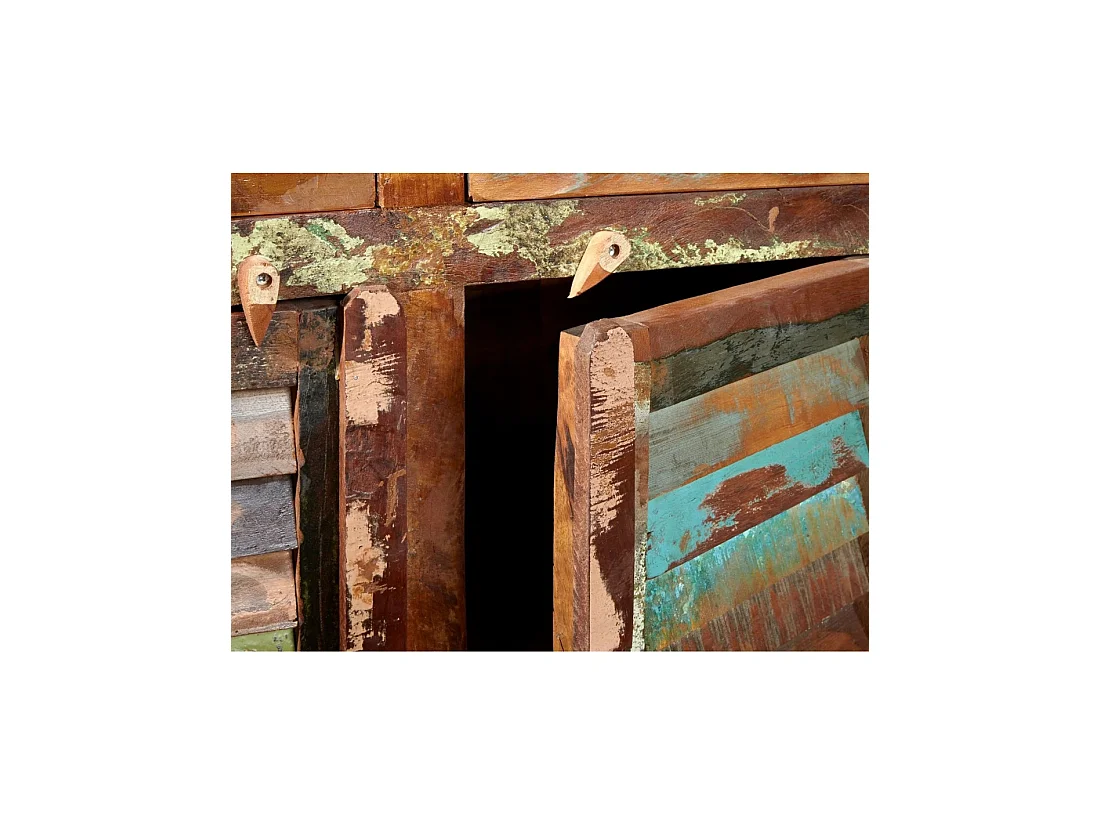 Buffet PATCHWOOD 125 cm in legno riciclato multicolore – 3 porte, 3 cassetti