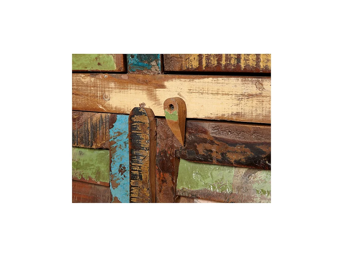 Buffet PATCHWOOD 160 cm in legno riciclato multicolore – 4 porte a persiana, 4 cassetti e finitura colorata