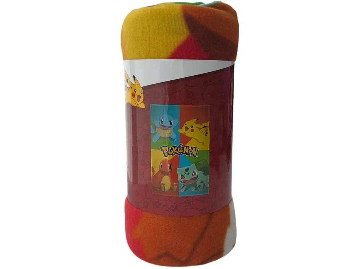 Plaid polaire officiel POKEMON 100 x 140 cm - Pikachu et les trois starters