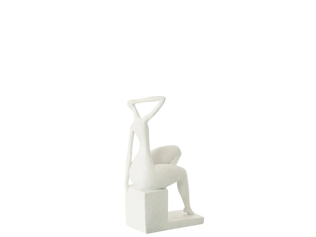 Statuette Femme Assise "Moderne" 31cm Blanc