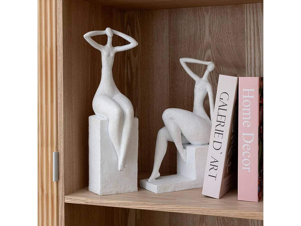 Statuette Femme Assise "Moderne" 38cm Blanc