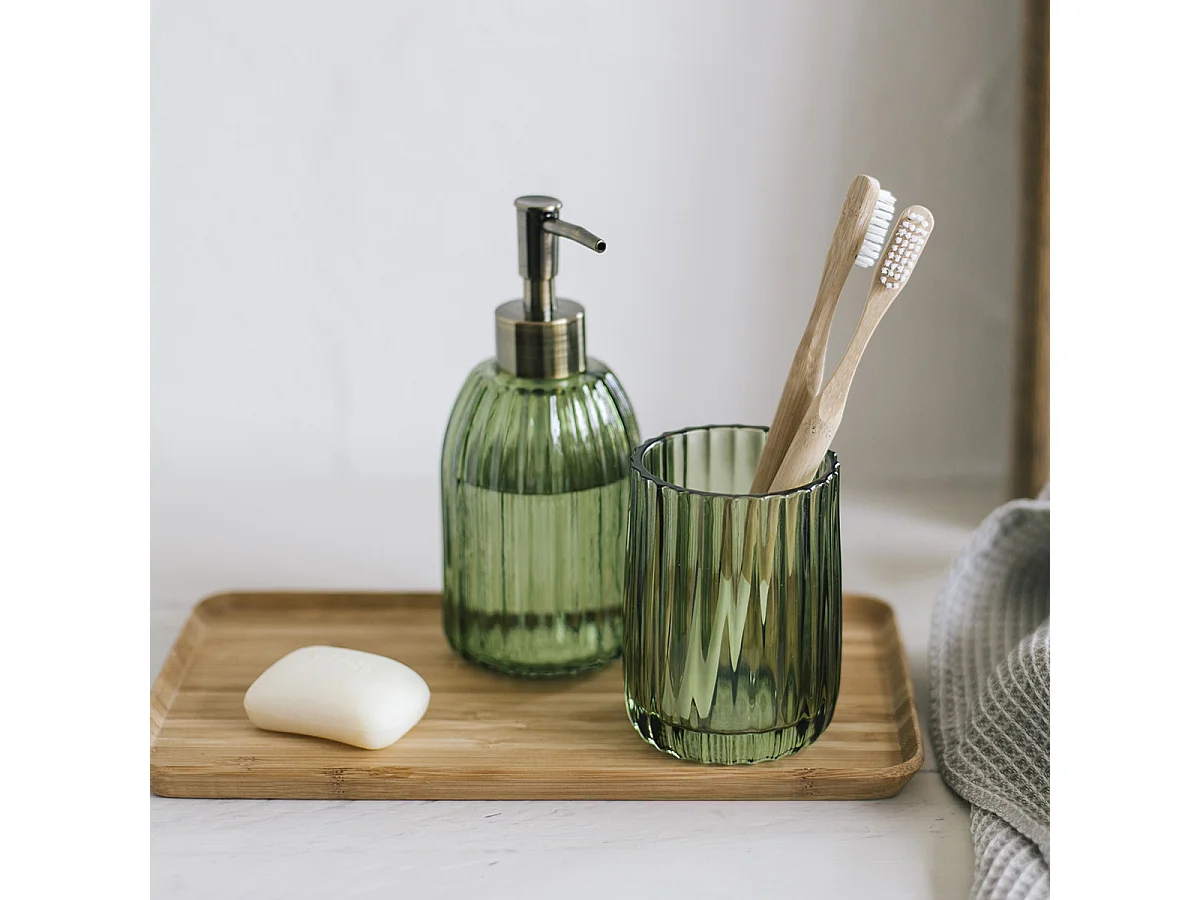 Pot brosse à dents - Verre vert - LIMO