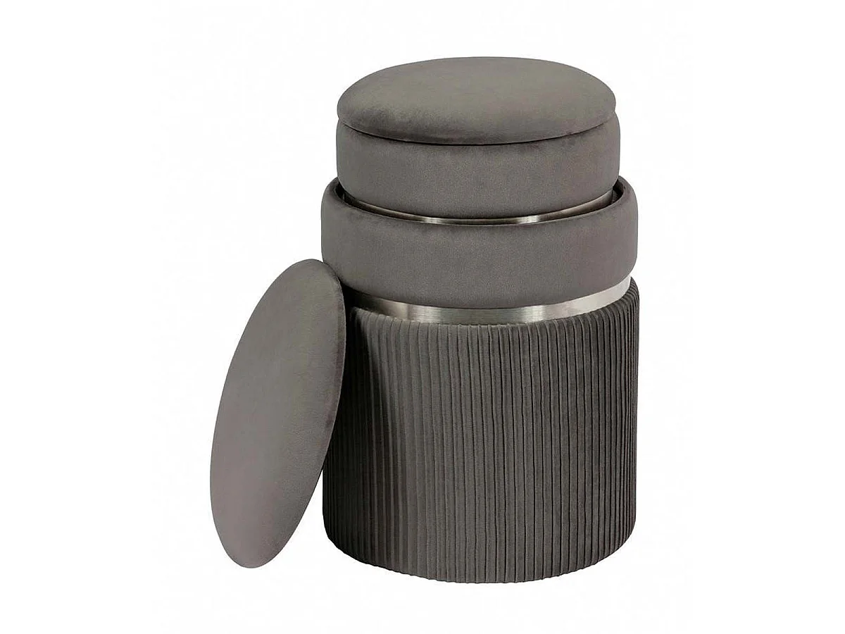 Lot de 2 Tabourets "Zora" 44cm Gris & Argent