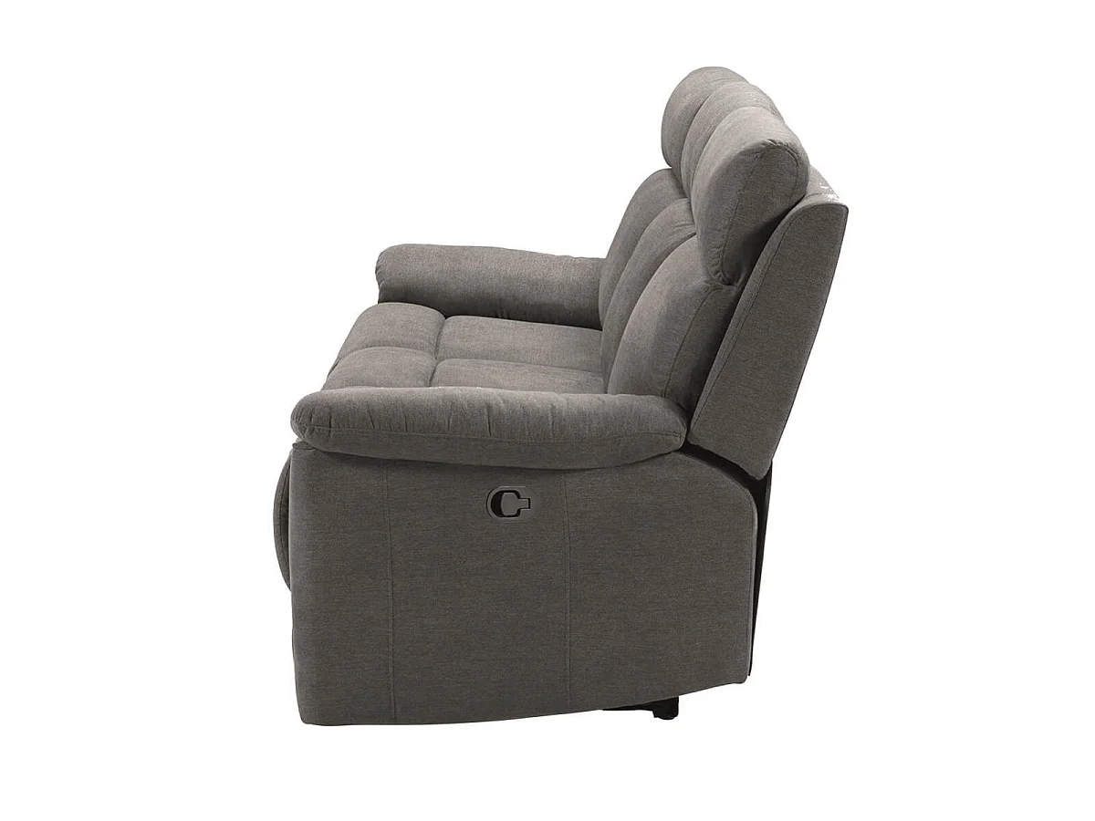Canapé 3 places relax manuel tissu waterproof gris - BRIANA