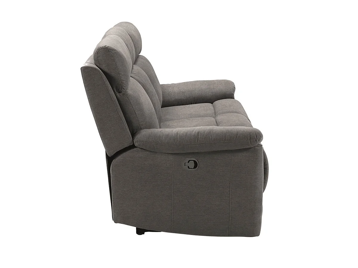 Canapé 3 places relax manuel tissu waterproof gris - BRIANA