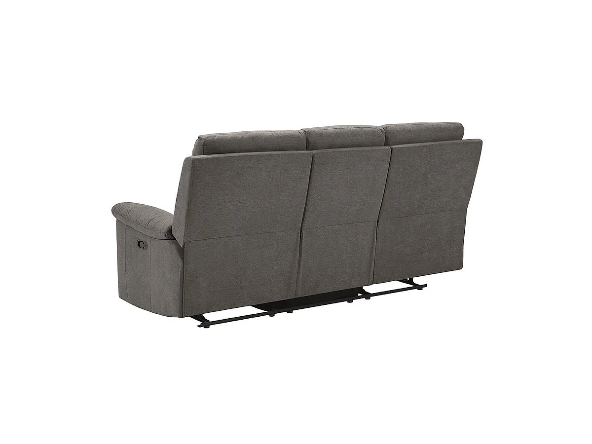 Canapé 3 places relax manuel tissu waterproof gris - BRIANA