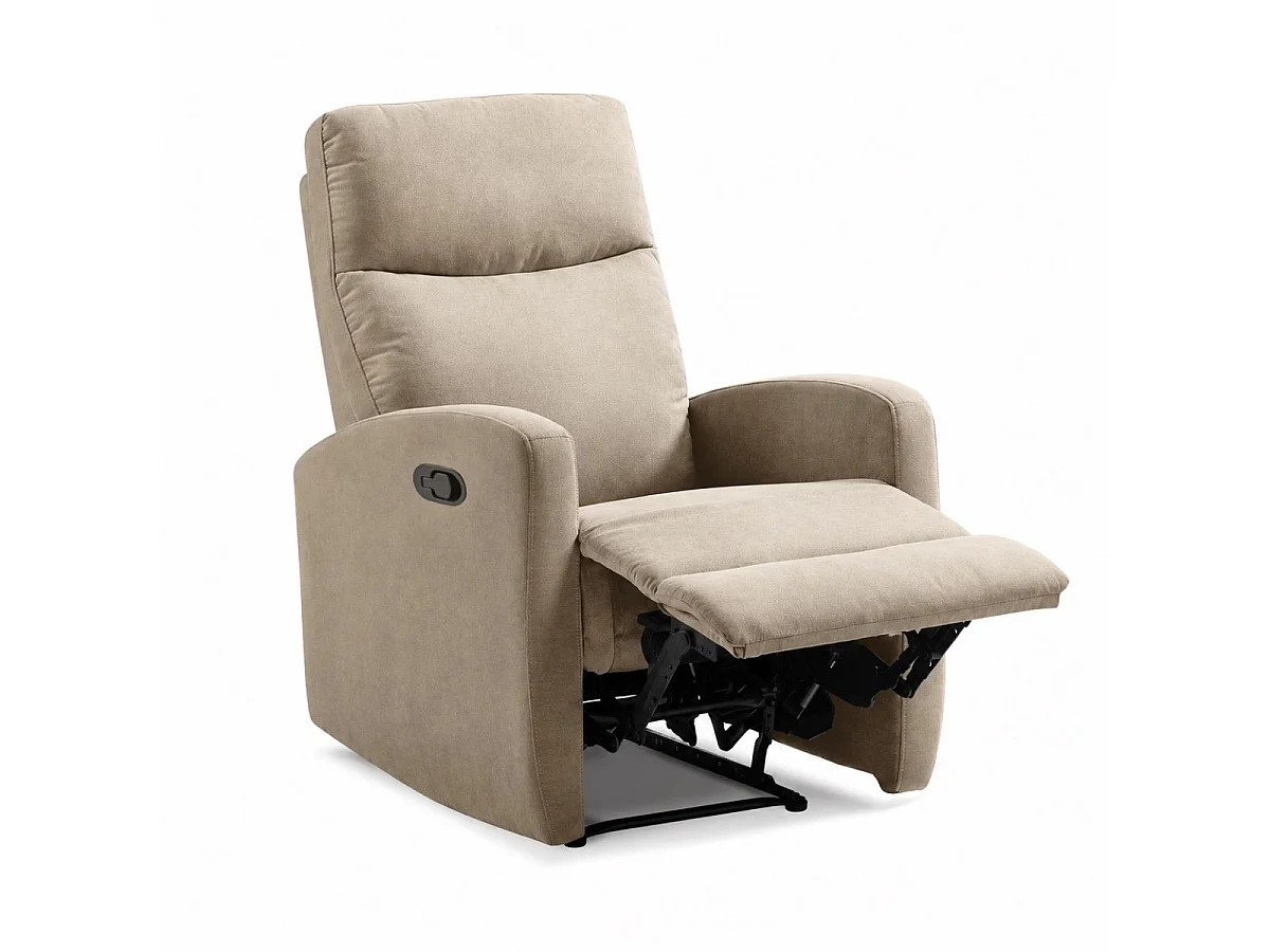 Fauteuil relax manuel tissu waterproof beige - MERIAL
