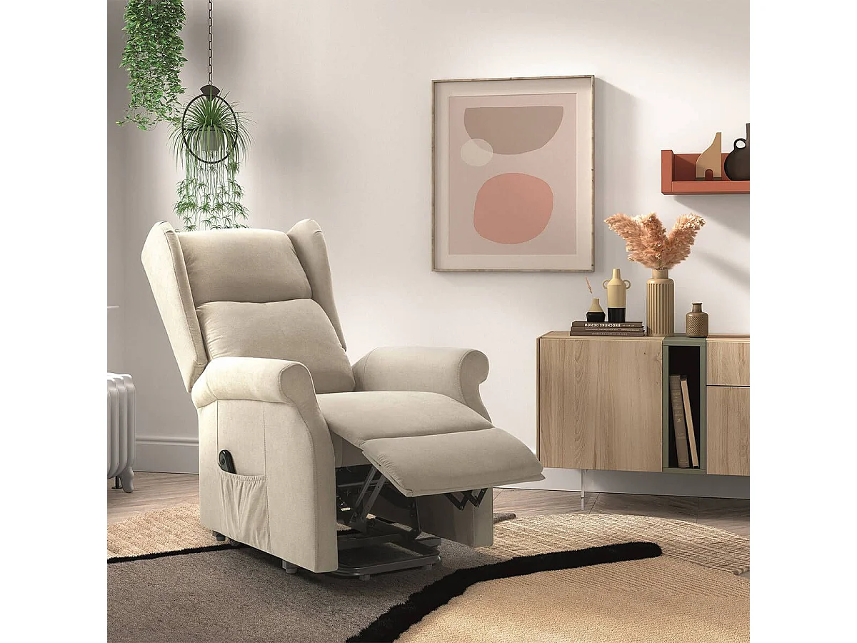 Fauteuil releveur relax électrique tissu waterproof ivoire - ALCANTI