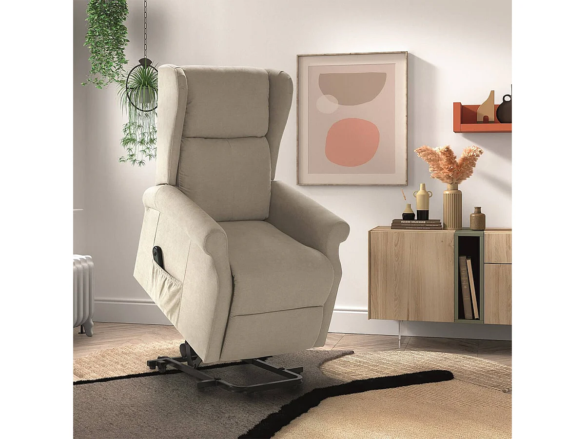 Fauteuil releveur relax électrique tissu waterproof ivoire - ALCANTI