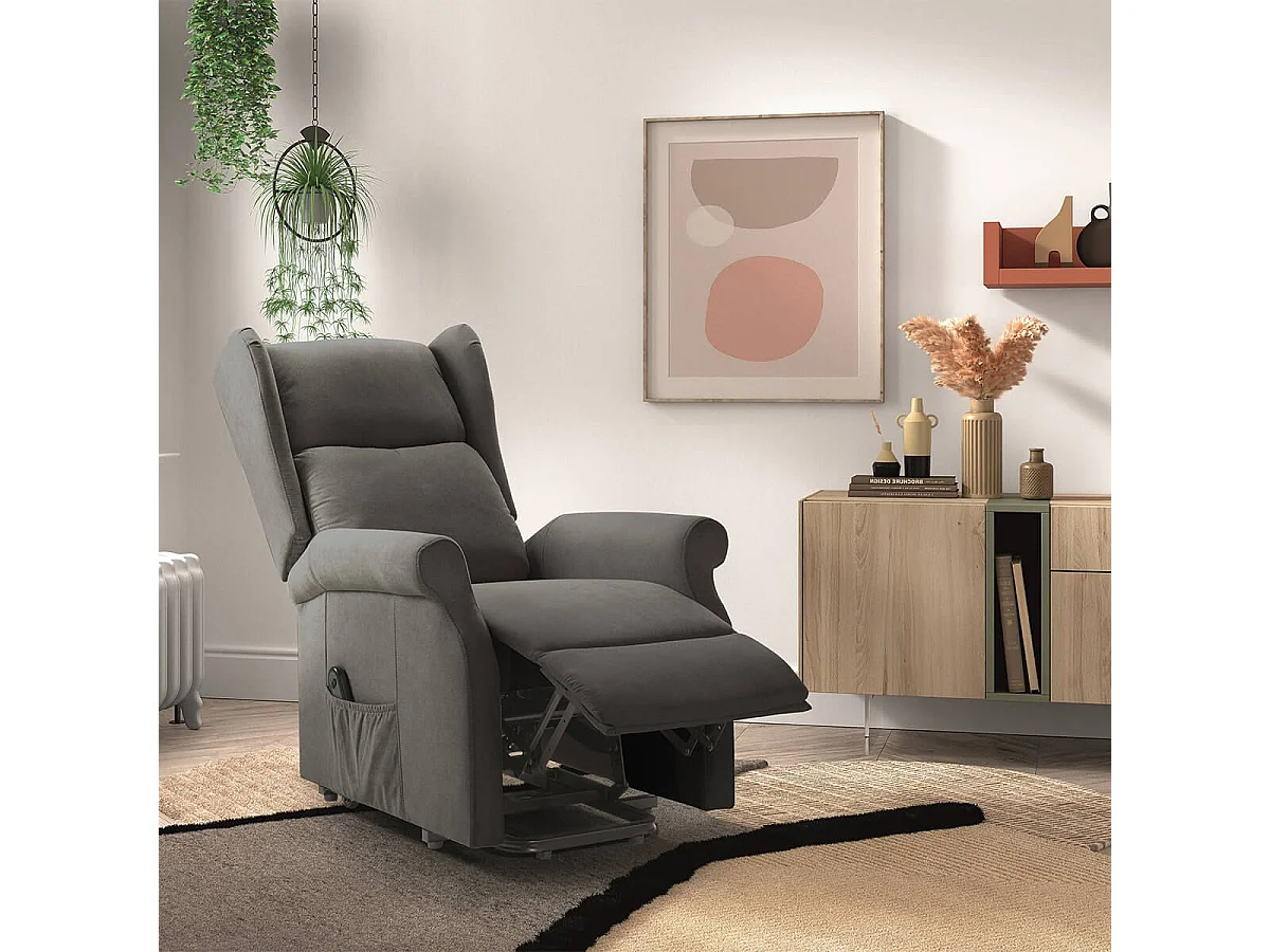 Fauteuil releveur relax électrique tissu waterproof gris foncé - ALCANTI