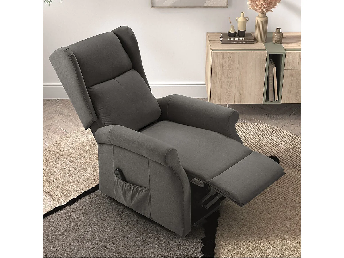 Fauteuil releveur relax électrique tissu waterproof gris foncé - ALCANTI