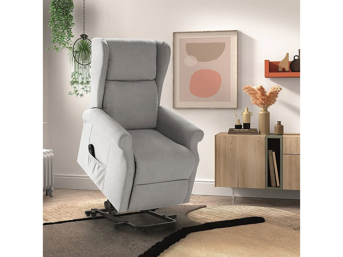 Fauteuil releveur relax électrique tissu waterproof gris clair - ALCANTI