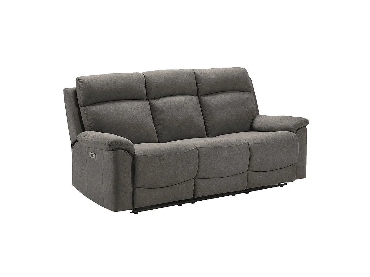 Canapé 3 places relax électrique tissu waterproof gris - BRIANA