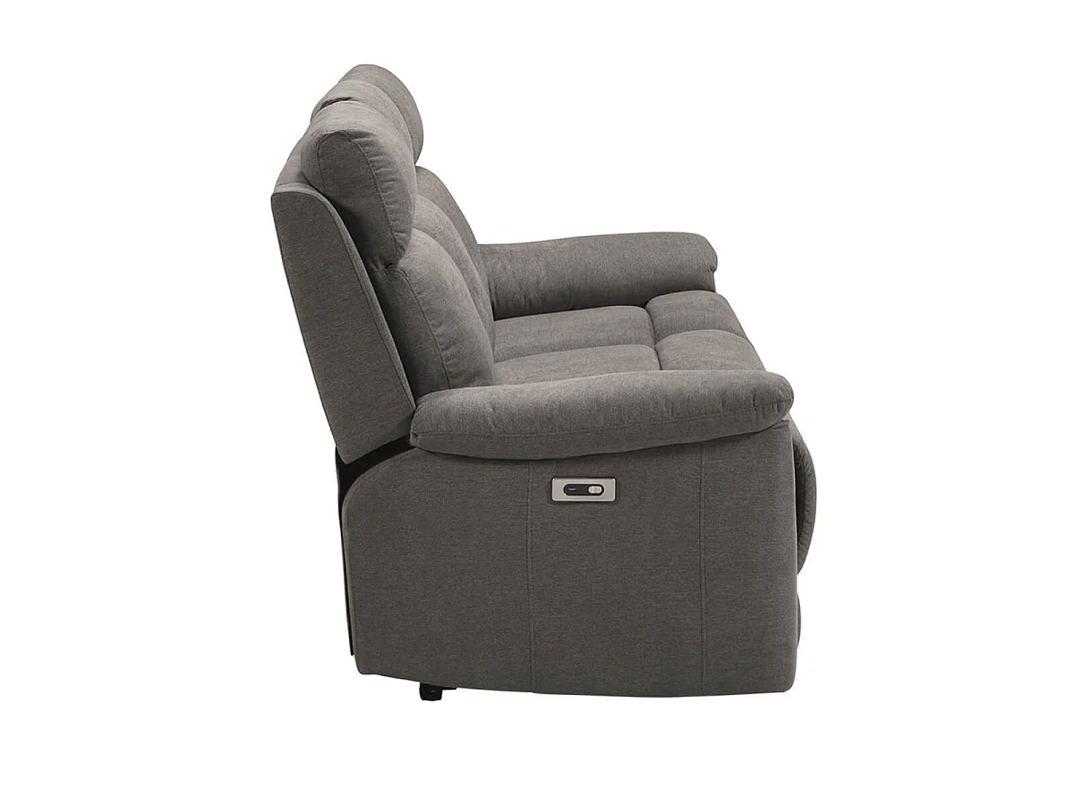 Canapé 3 places relax électrique tissu waterproof gris - BRIANA