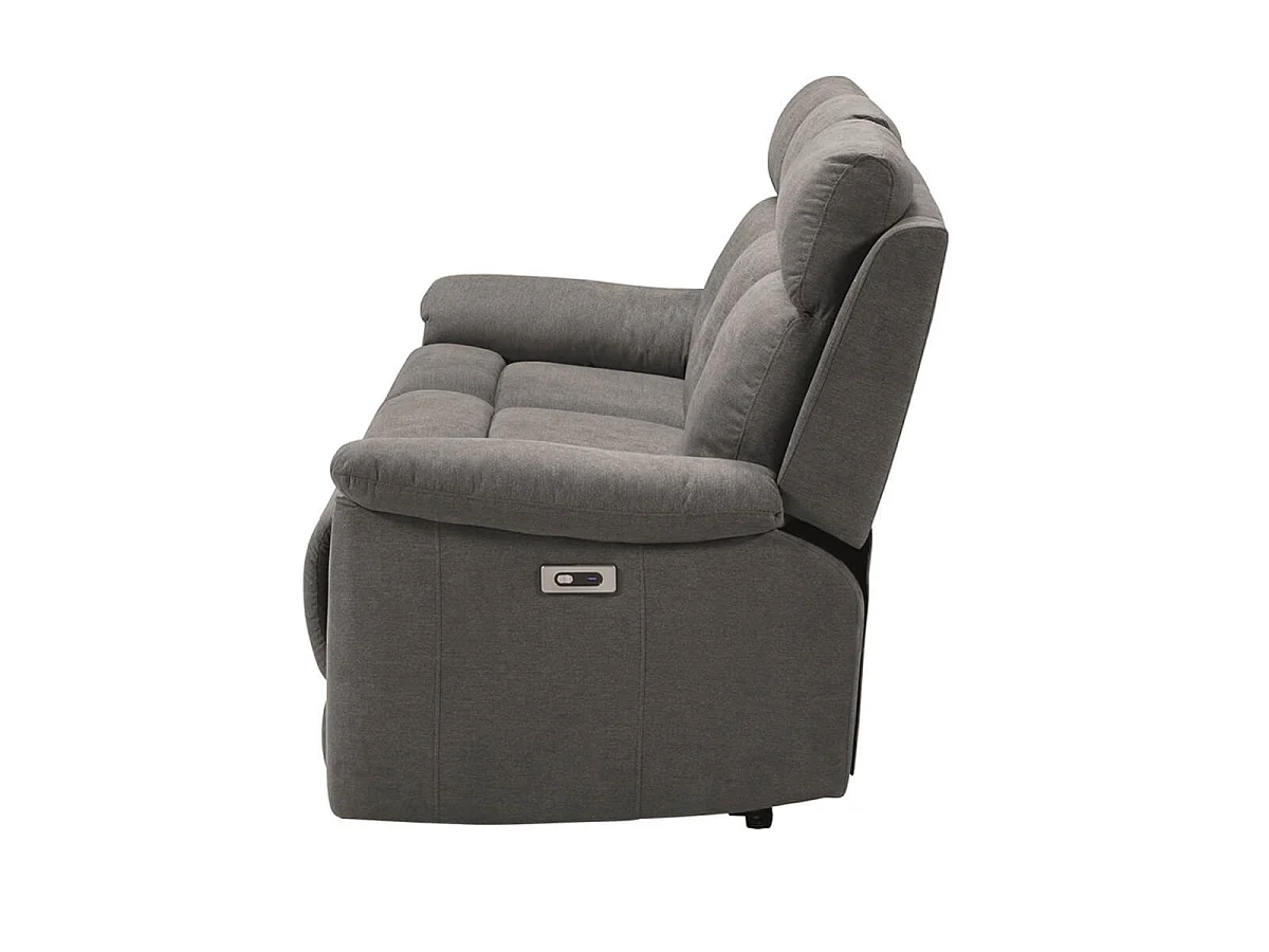 Canapé 3 places relax électrique tissu waterproof gris - BRIANA