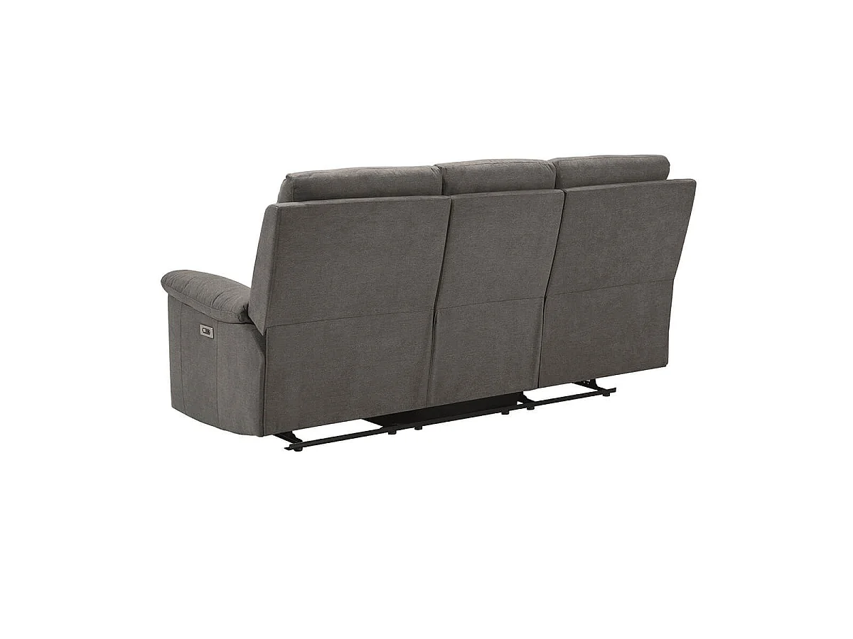 Canapé 3 places relax électrique tissu waterproof gris - BRIANA