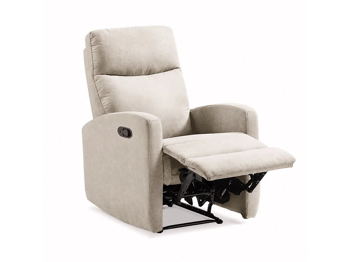 Fauteuil relax manuel tissu waterproof ivoire - MERIAL