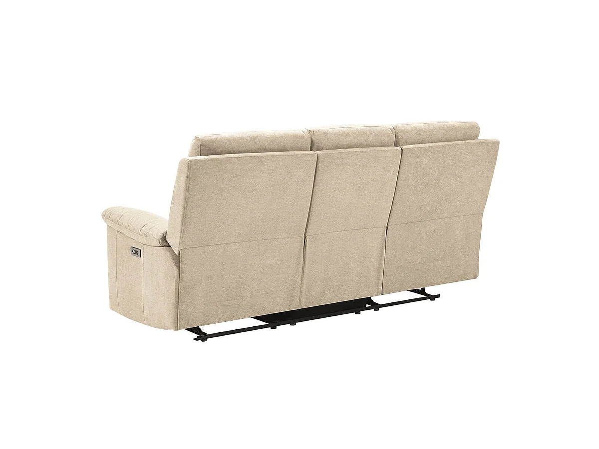 Canapé 3 places relax électrique tissu waterproof ivoire - BRIANA