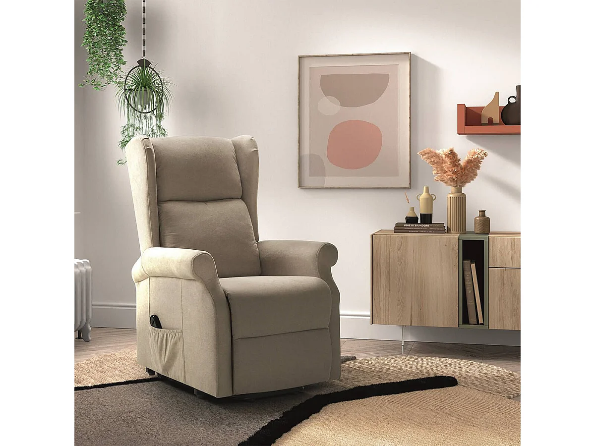 Fauteuil releveur relax électrique tissu waterproof beige - ALCANTI