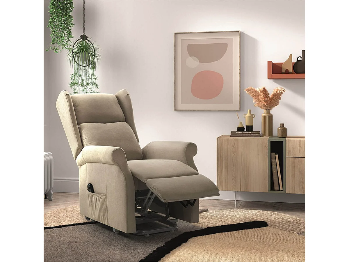 Fauteuil releveur relax électrique tissu waterproof beige - ALCANTI