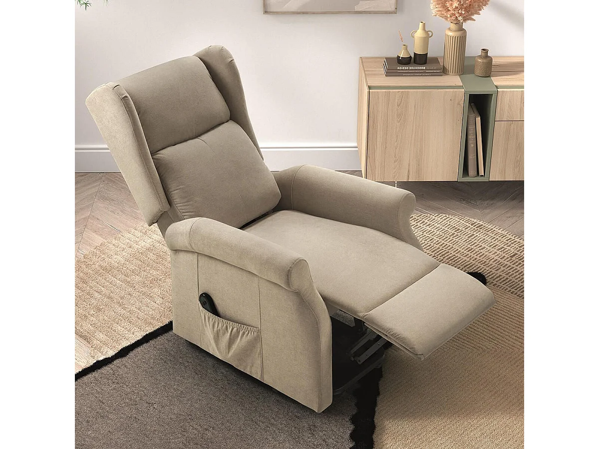 Fauteuil releveur relax électrique tissu waterproof beige - ALCANTI