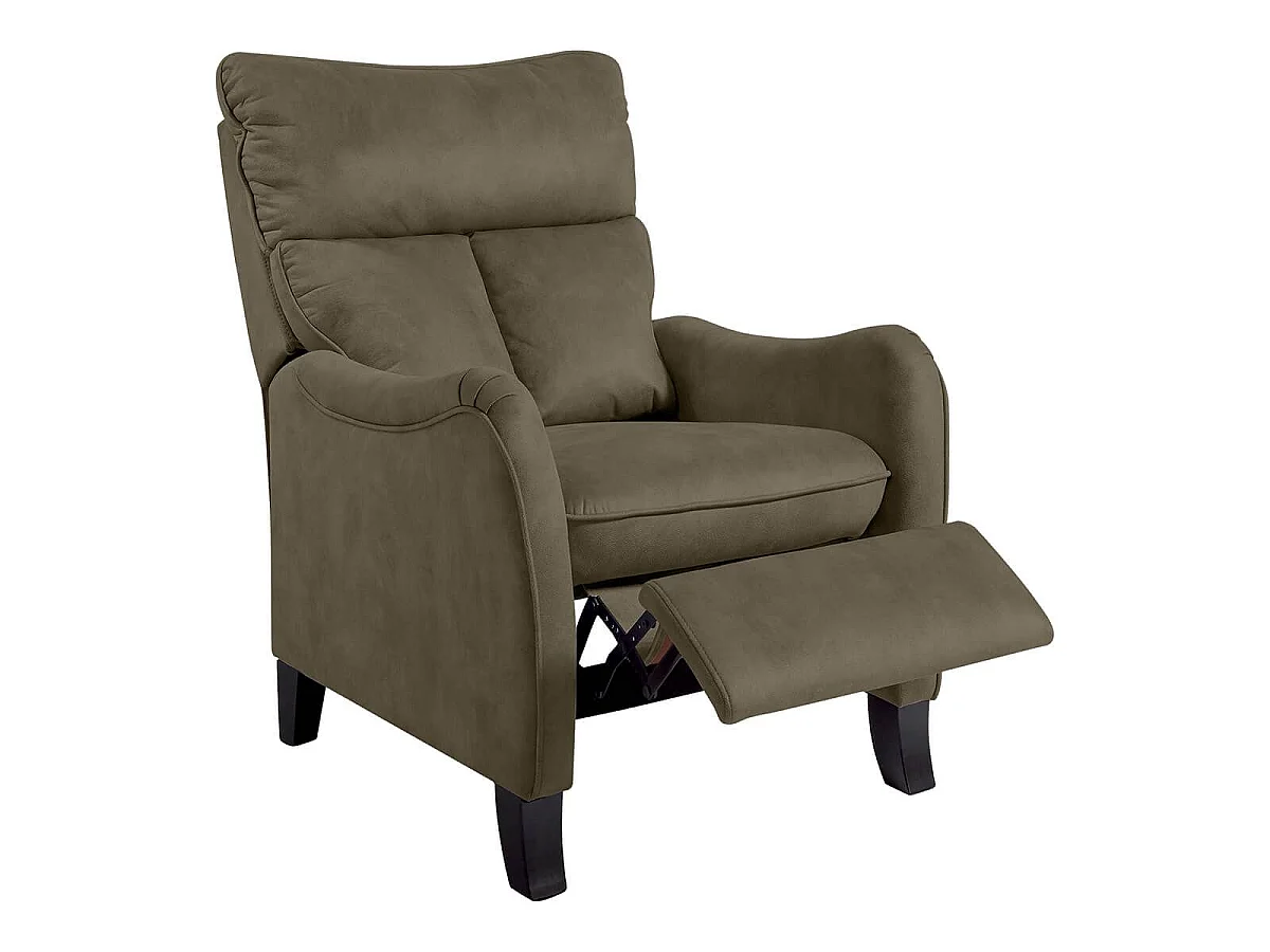 Fauteuil relax manuel tissu microfibre aspect suédine taupe - AMBOISE