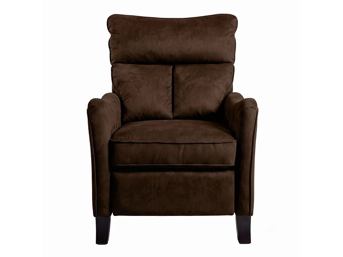 Fauteuil relax manuel tissu microfibre aspect suédine chocolat - AMBOISE