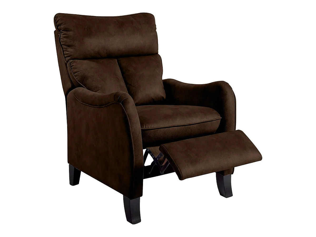 Fauteuil relax manuel tissu microfibre aspect suédine chocolat - AMBOISE