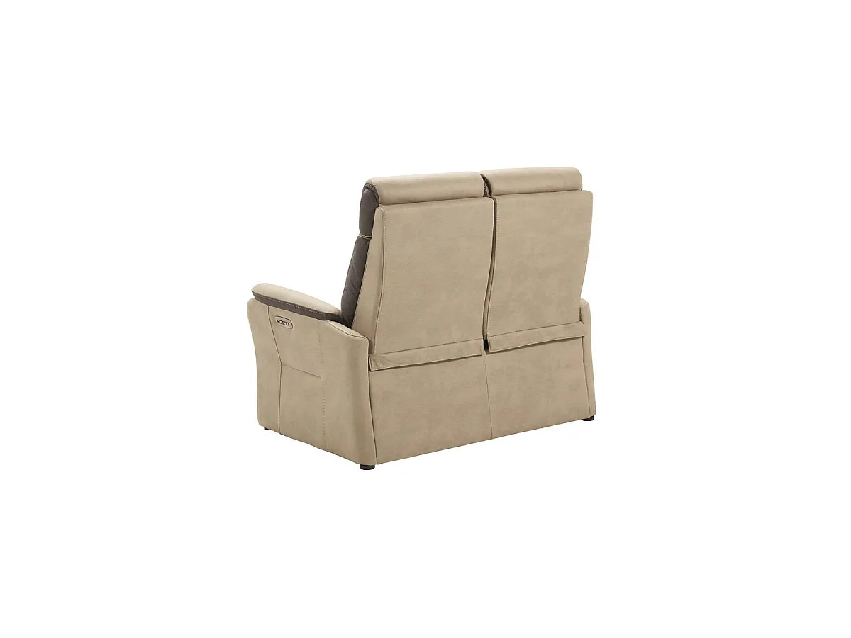 Canapé 2 places relax électrique New Nobuck beige et gris foncé - ODEON