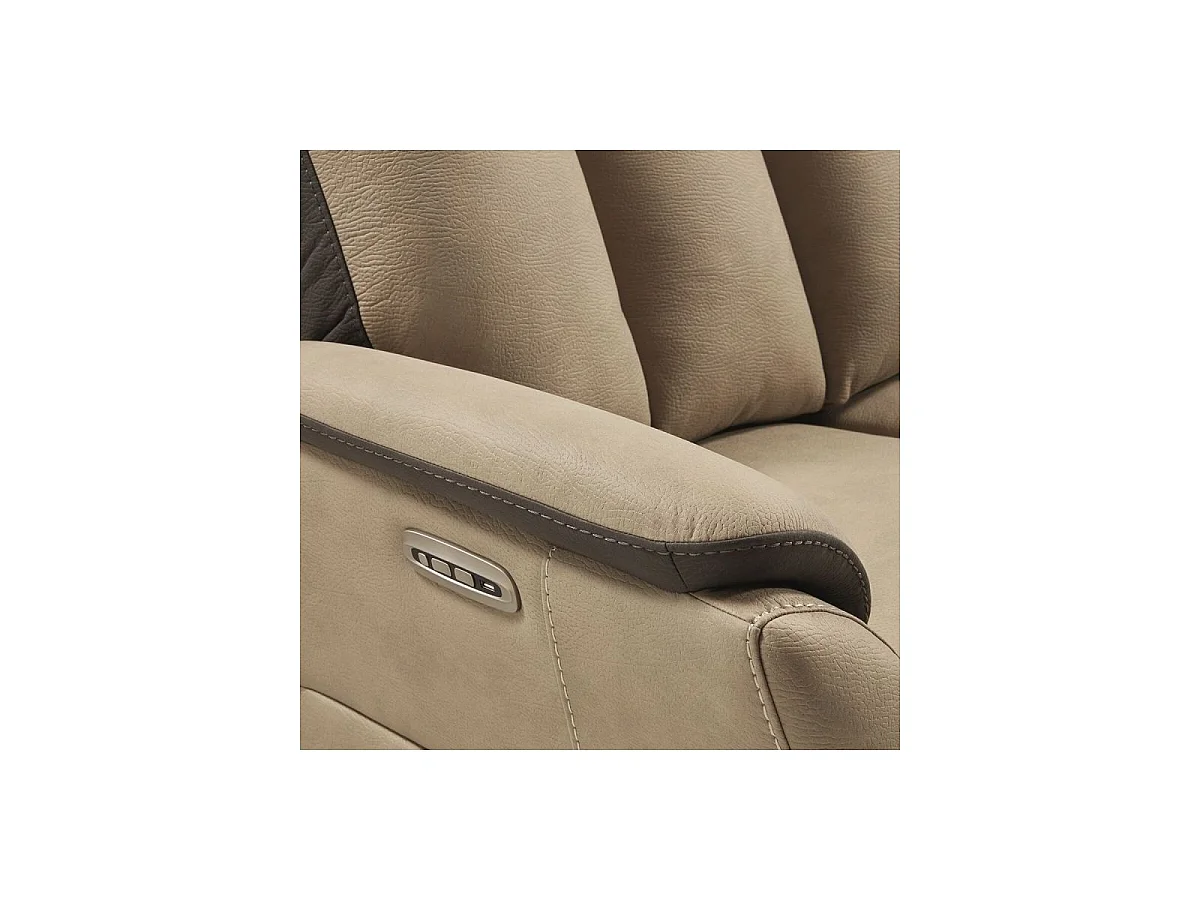 Canapé 2 places relax électrique New Nobuck beige et gris foncé - ODEON