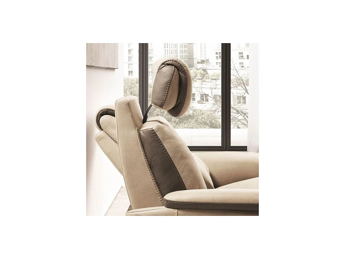 Canapé 2 places relax électrique New Nobuck beige et gris foncé - ODEON