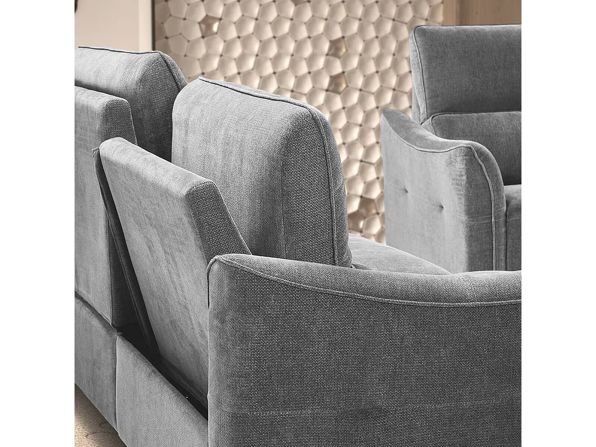 Canapé 3 places élec relax zéro gravity tissu waterproof gris - GARIOS