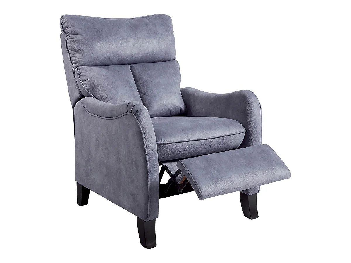 Fauteuil relax manuel tissu microfibre aspect suédine bleu - AMBOISE