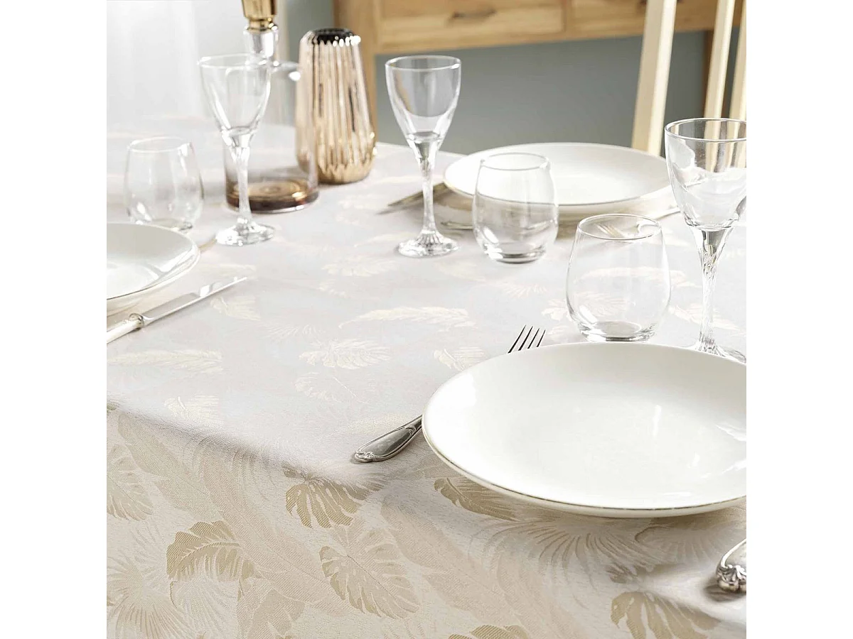 Nappe Jacquard Imprimé "Enola" 140x250cm Naturel