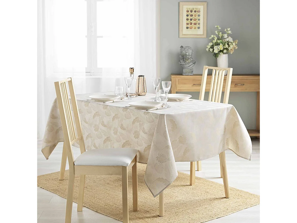 Nappe Jacquard Imprimé "Enola" 140x250cm Naturel