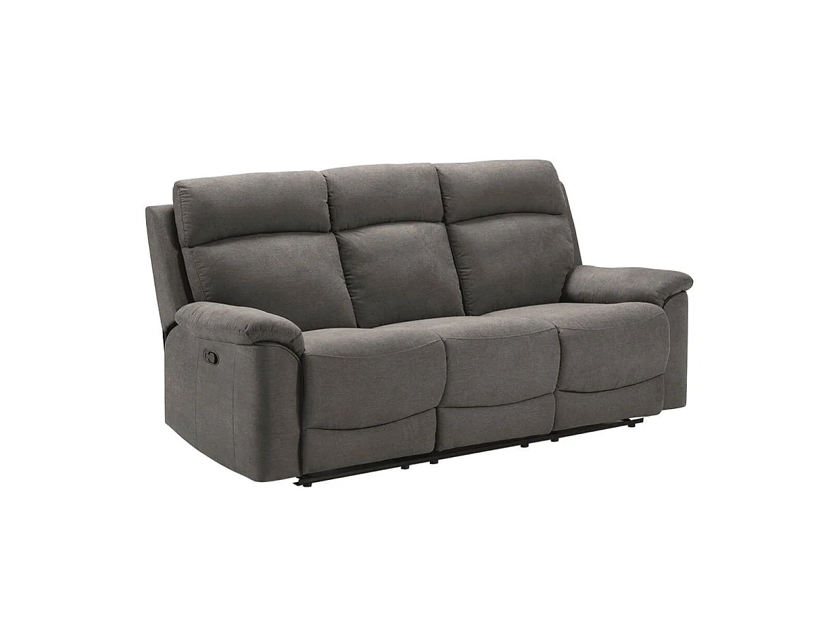 Ensemble Canapés 3P relax manuel + 2P fixe tissu Waterproof gris - BRIANA