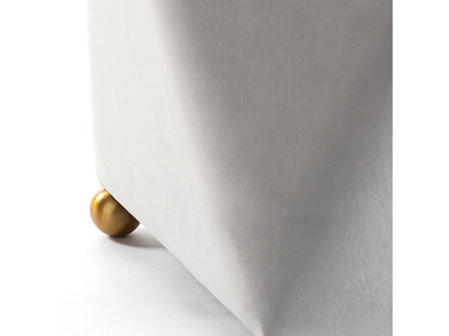 Quinn Stool - Velvet Upholstery, Foam-Padded Seat, Polished Brass Orbs, 45 cm