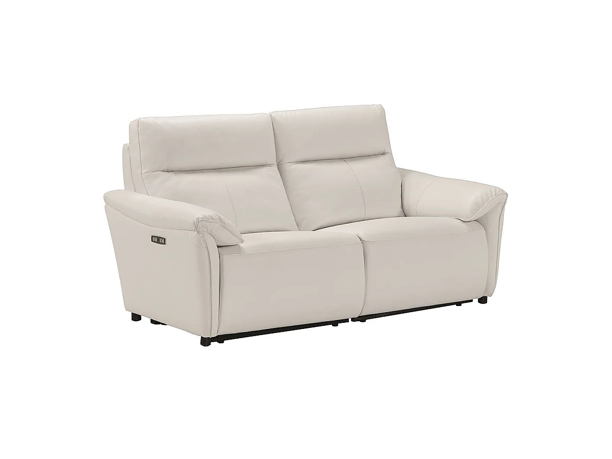 Canapé 3 places électrique relax zéro gravity cuir blanc - BALCO