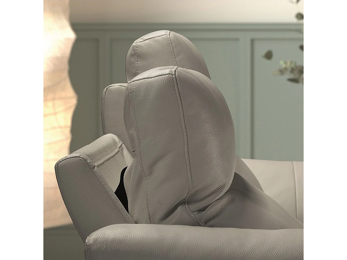 Canapé 3 places électrique relax zéro gravity cuir gris éléphant - BALCO