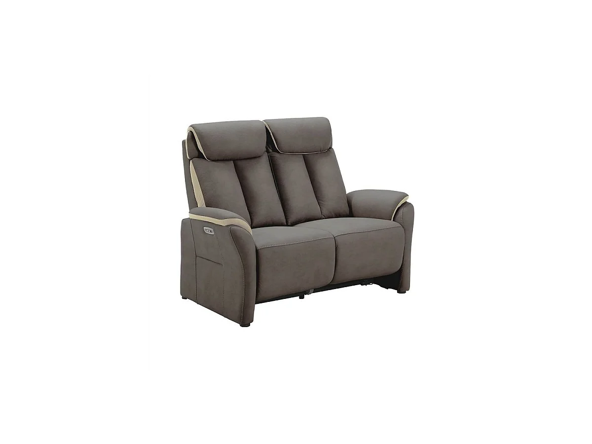 Canapé 2 places relax électrique New Nobuck gris foncé et beige - ODEON