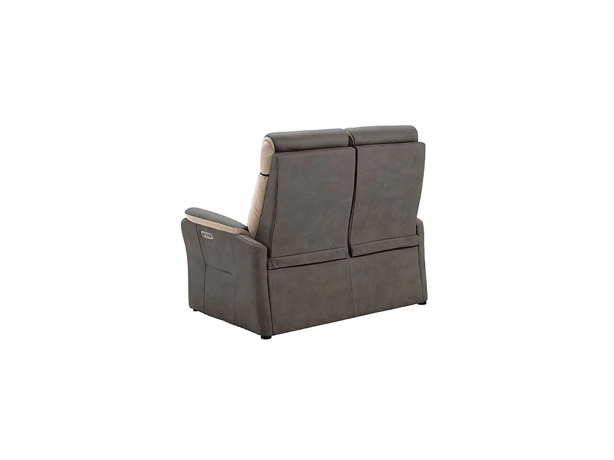 Canapé 2 places relax électrique New Nobuck gris foncé et beige - ODEON