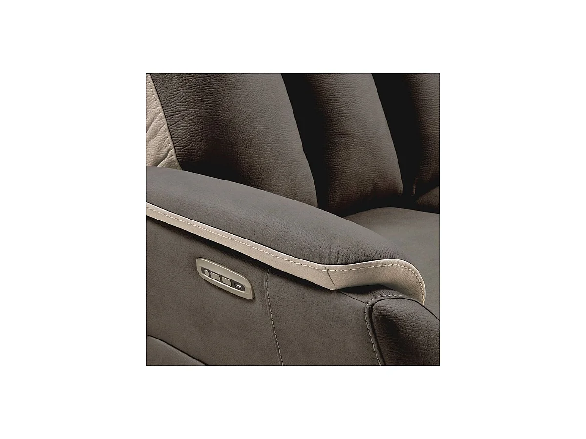 Canapé 2 places relax électrique New Nobuck gris foncé et beige - ODEON