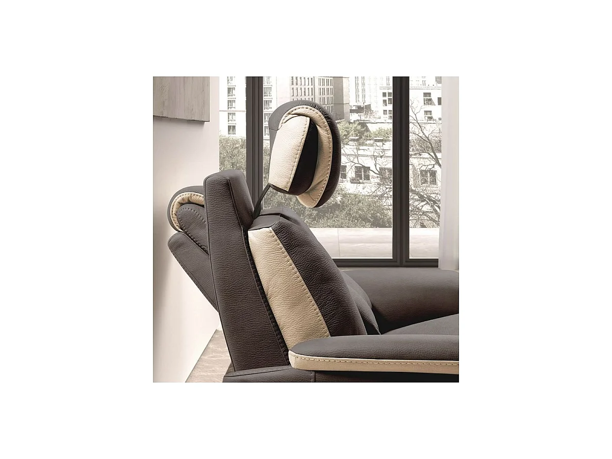 Canapé 2 places relax électrique New Nobuck gris foncé et beige - ODEON