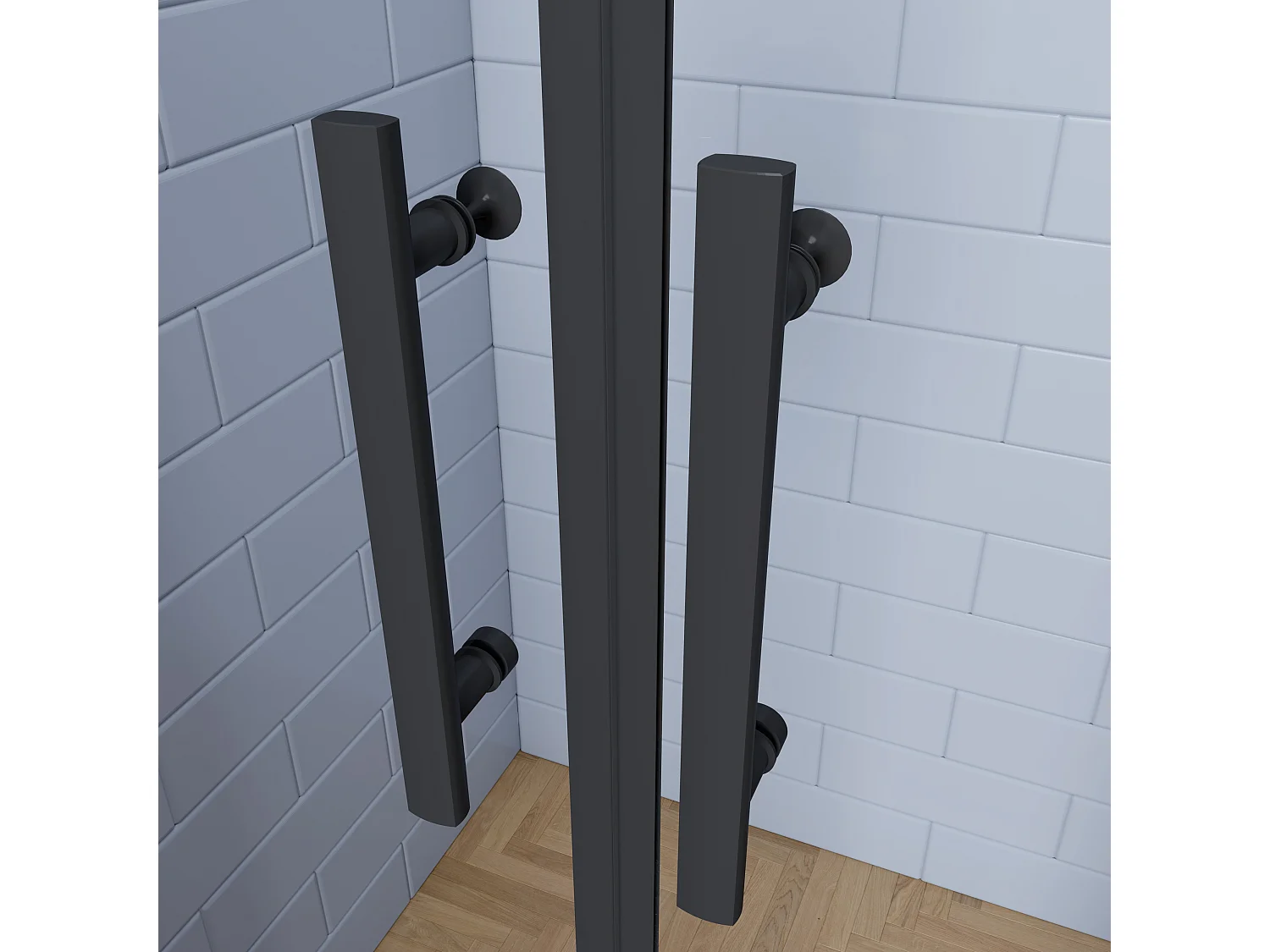 Aica industriële stijl dubbele draaideuren 70x195cm incl. Ultraplatte douchebak 140x70cm incl. sifon-6mm nano gehard veiligheidsglas-mat zwarte aluminium Profiel