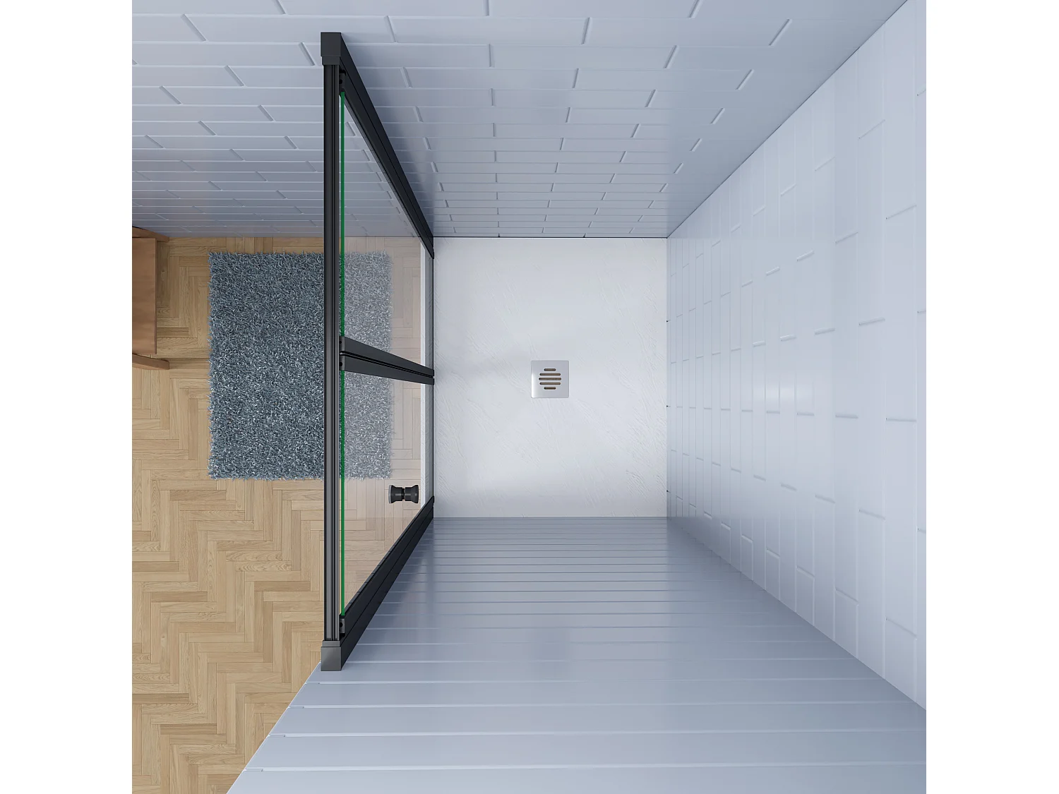 Aica industriële stijl vouwdeur douchedeur 80x195cm incl. Ultraplatte wit douchebak 80x80cm-Slate leisteenlook-incl. sifon-5mm nano gehard glas-mat zwart aluminium