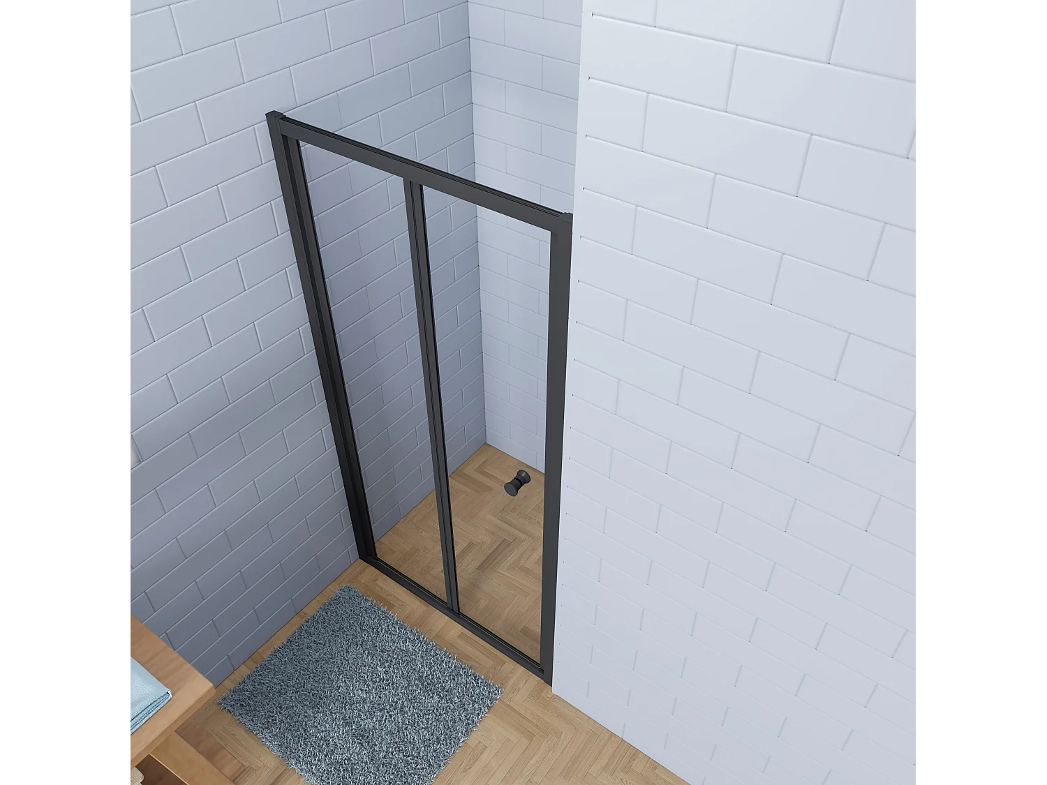 Aica industriële stijl vouwdeur douchedeur 90x195cm - 5mm gehard veiligheidsglas easyclean - mat zwart aluminium frame