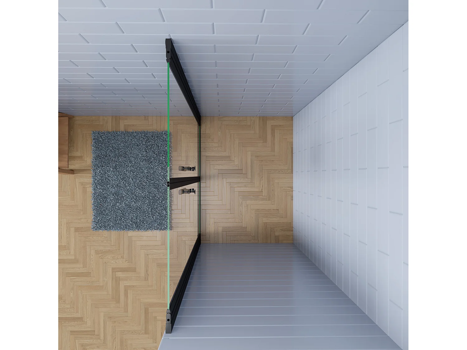 Aica industriële stijl dubbele draaideuren 90x195cm - 6mm gehard veiligheidsglas easyclean - mat zwarte aluminium Profiel