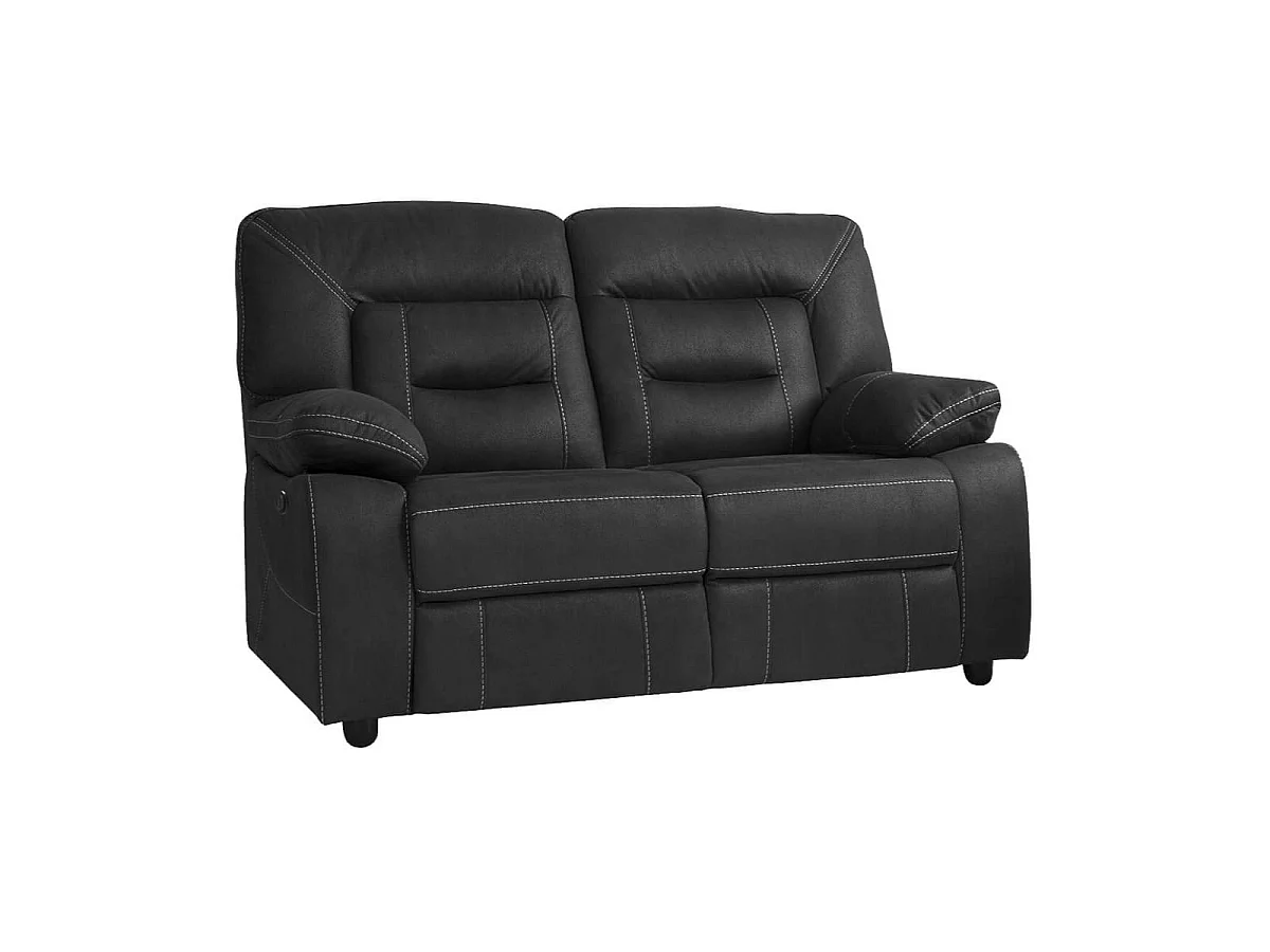 Canapé 2 places relax électrique tissu aspect peau anthracite  - ORTOLIS