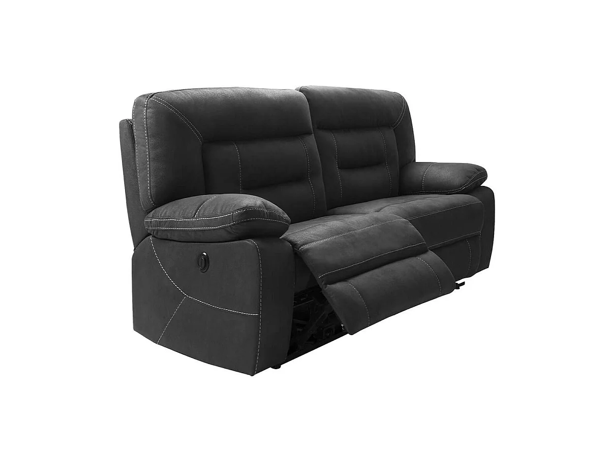 Canapé 2 places relax électrique tissu aspect peau anthracite  - ORTOLIS